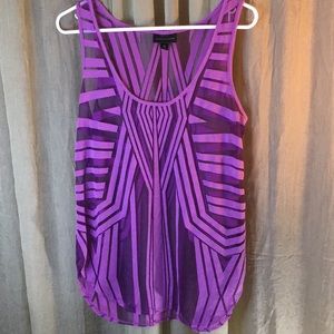 Worthington Geometric Pattern Purple Sheer Exercise Tank